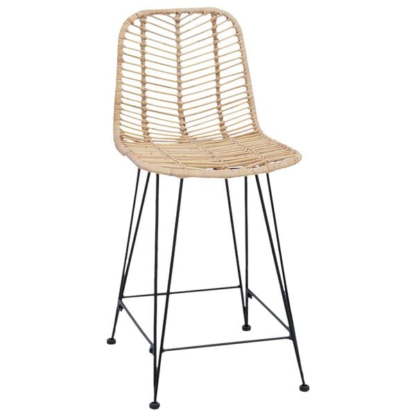 vidaXL Barstol 2 pcs Naturlig 44,5 x 54,5 x 97,5 cm Rattan og Jern