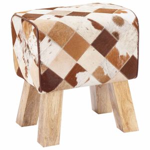 vidaXL benk 40 x 30 x 45 cm Ekte L&aelig;r Brun patchwork