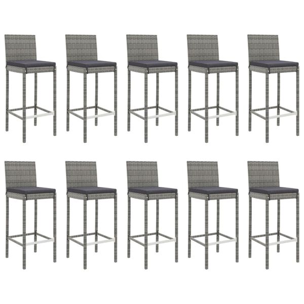 vidaXL Hagebarsett med puter 11 deler gr&aring; polyrotting