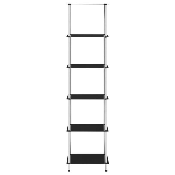 vidaXL Hylle 6 etasjer svart 40x40x160 cm herdet glass