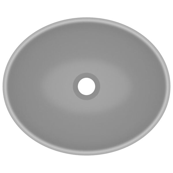 vidaXL Luksuriøs servant ovalformet matt lysegrå 40x33 cm keramisk