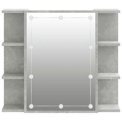 vidaXL Speilskap med LED betonggrå 70x16,5x60 cm