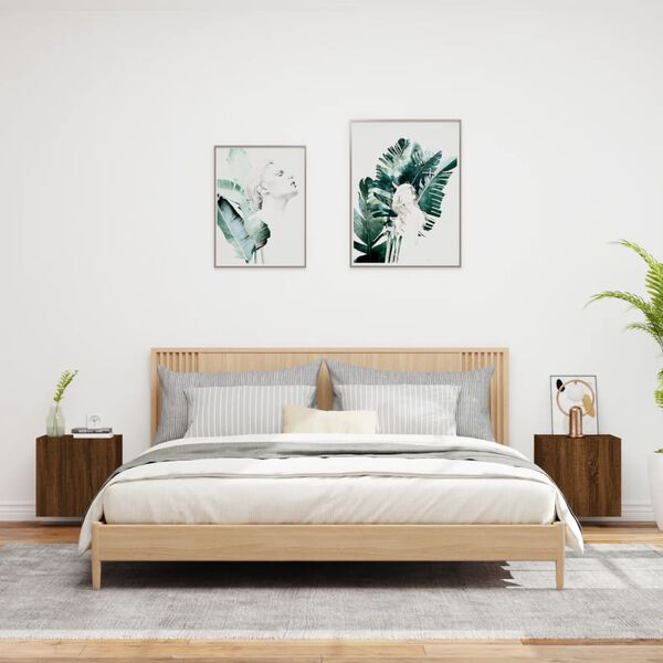 vidaXL Vegghengte TV-benker 2 stk brun eik 40,5x30x40cm konstruert tre
