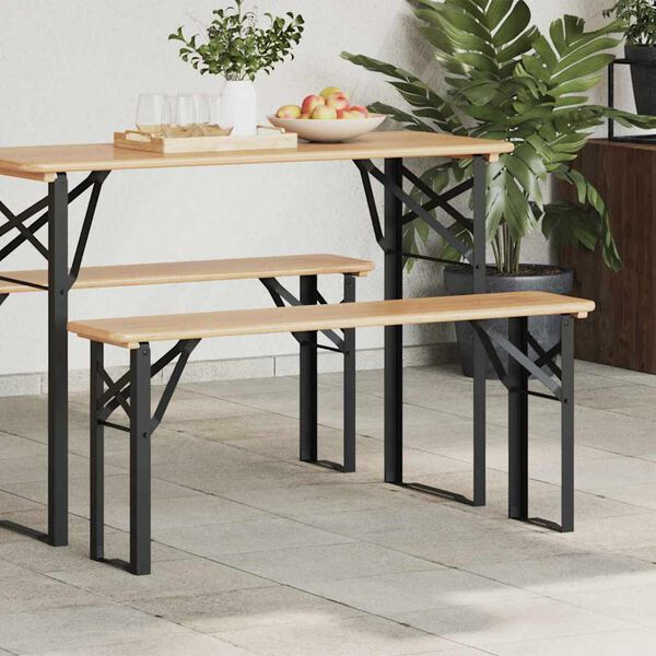 vidaXL &Oslash;lbenk Benbein Svart Pulverlakkert st&aring;l