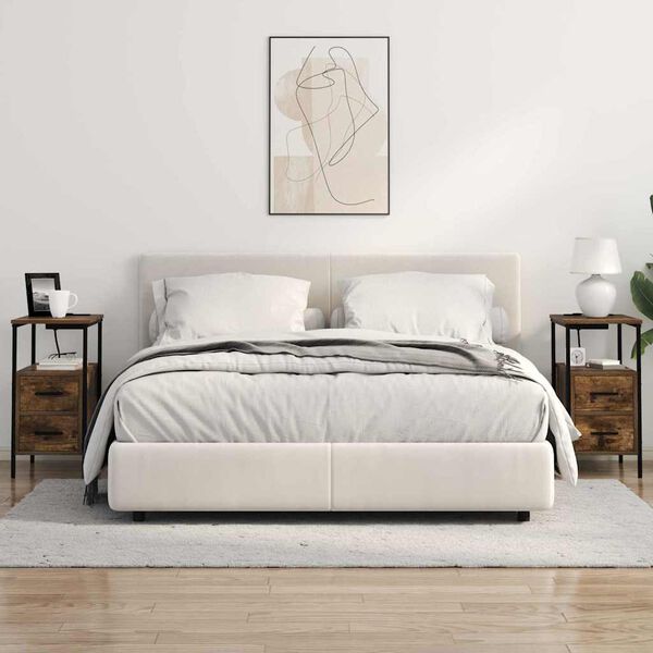 vidaXL Nattbordskap med skuff R&oslash;kt eik 30 x 48 x 61 cm Konstruert tre