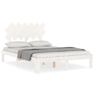 vidaXL Sengeramme med hodegavl hvit small double heltre