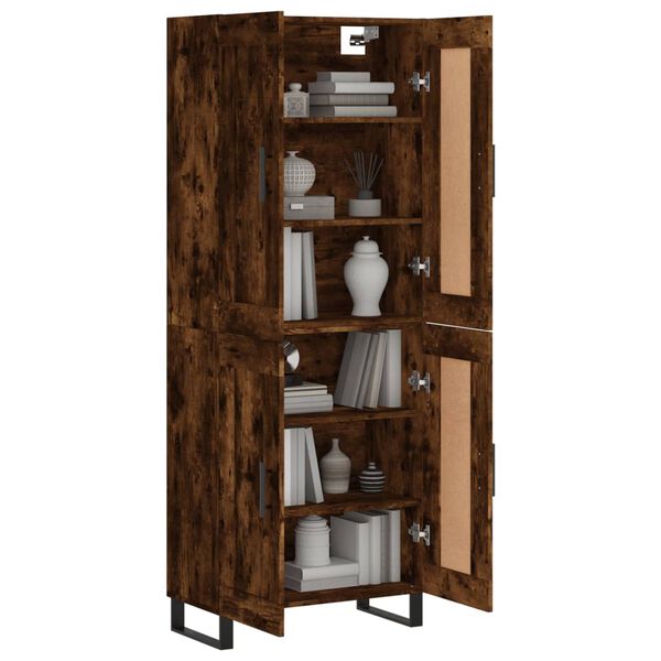 vidaXL Highboard røkt eik 69,5x34x180 cm konstruert tre