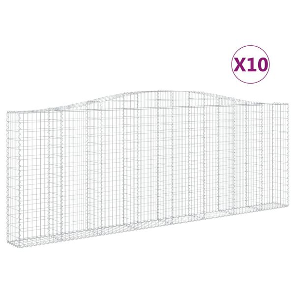 vidaXL Gabionkurver buede 10 stk 400x30x140/160 cm galvanisert jern