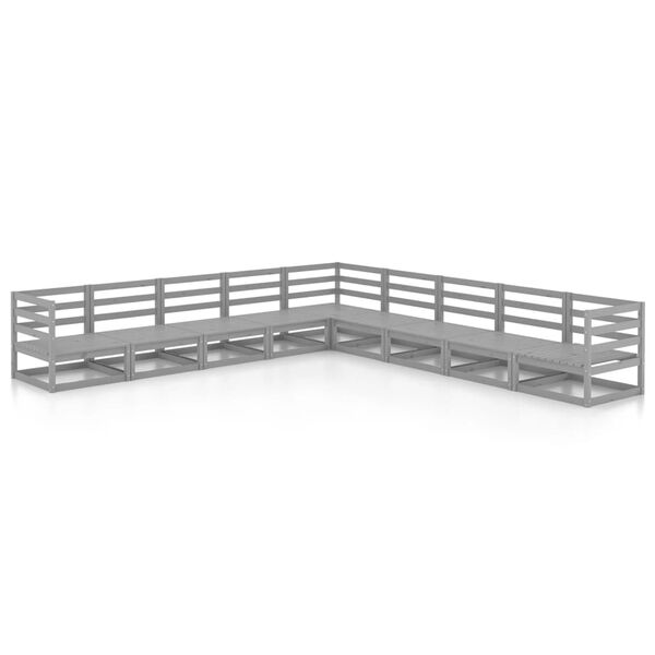 vidaXL Hagesofagruppe 9 deler gr&aring; heltre furu