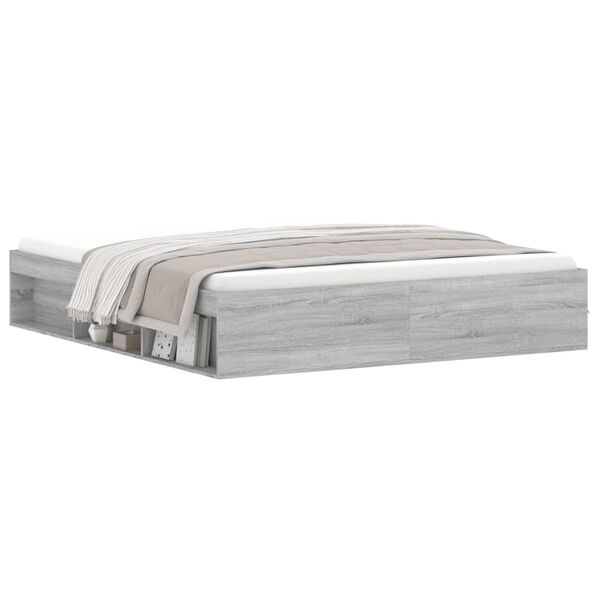 vidaXL Sengeramme gr&aring; sonoma 180x200 cm