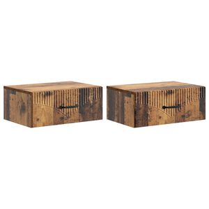 vidaXL Vegghengt Nattbord 2 pcs Gammelt tre 49 x 34,5 x 20 cm