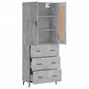 vidaXL Highboard betonggr&aring; 69,5x34x180 cm konstruert tre