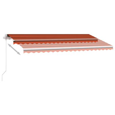 vidaXL Manuell uttrekkbar markise med LED 400x300 cm oransje og brun