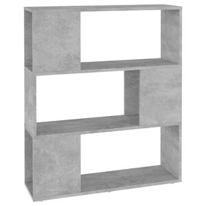 vidaXL Bokhylle/romdeler betonggr&aring; 80x24x94 cm konstruert tre