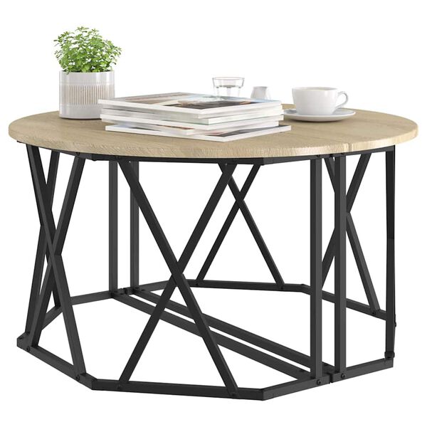 vidaXL Kaffebord Sonoma eik 80 x 80 x 42 cm Ingeniørtre og stål
