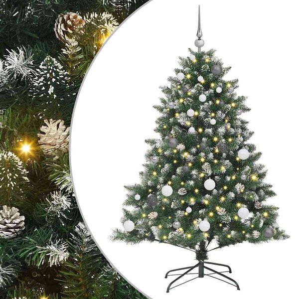 vidaXL Kunstig juletre med 150 LED gr&oslash;nn 150 cm PVC og plast og st&aring;l