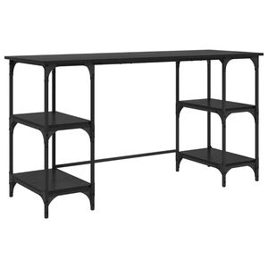 vidaXL Skrivebord Svart Eik Konstruert tre 140 x 50 x 75 cm