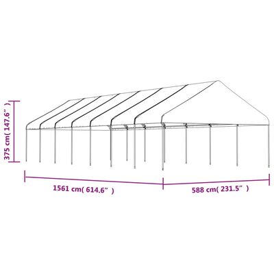 vidaXL Paviljong med tak hvit 15,61x5,88x3,75 m polyetylen