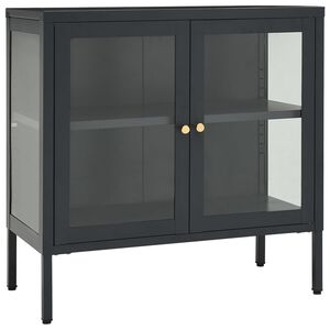 vidaXL Skjenk antrasitt 70x35x70 cm st&aring;l og glass