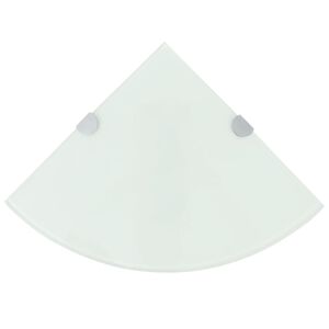 vidaXL Hj&oslash;rnehyller 2 stk med kromst&oslash;tter hvit glass 35x35 cm
