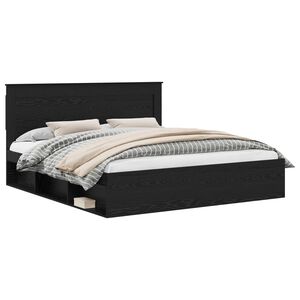 vidaXL Sengestamme med hodegjerde Svart 180 x 200 cm Massiv furu