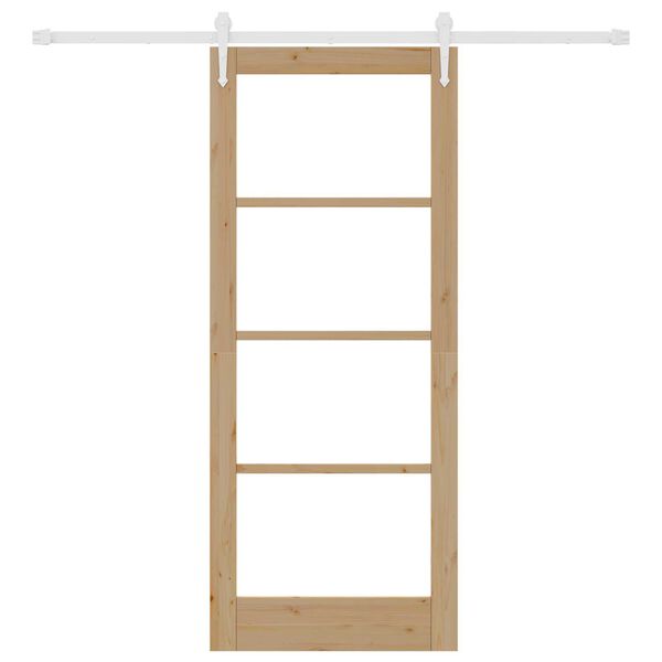 vidaXL Skyved&oslash;r Naturlig 83 x 202 cm Massivt furutre og glass