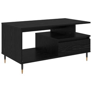 vidaXL Kaffebord med skuff Svart Eik 90 x 49 x 45 cm Konstruert tre