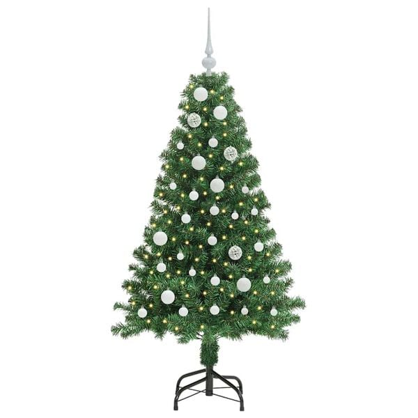 vidaXL Kunstig juletre med 150 LED gr&oslash;nn 150 cm PVC og St&aring;l og Plast