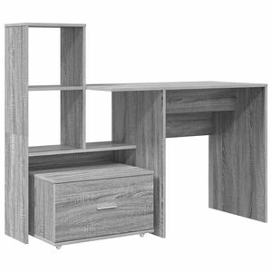 vidaXL Skrivebord Gr&aring; Sonoma Konstruert tre 131,5 x 50 x 106,5 cm