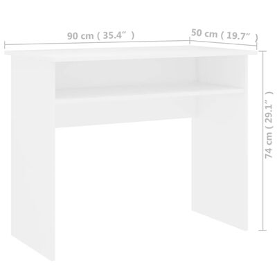 vidaXL Skrivebord hvit 90x50x74 cm sponplate