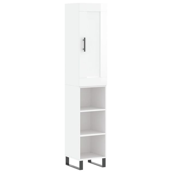 vidaXL Highboard h&oslash;yglans hvit 34,5x34x180 cm konstruert tre