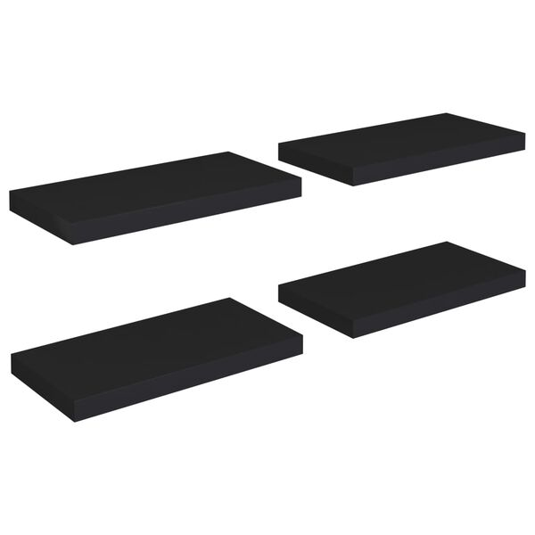 vidaXL Flytende vegghyller 4 stk svart 50x23x3,8 cm MDF
