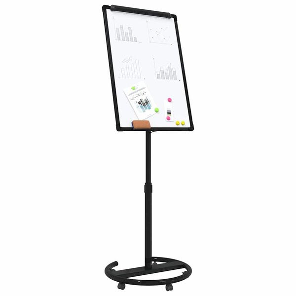 vidaXL Magnetisk whiteboard Hvit og svart 62 x 62 x 195 cm EPS