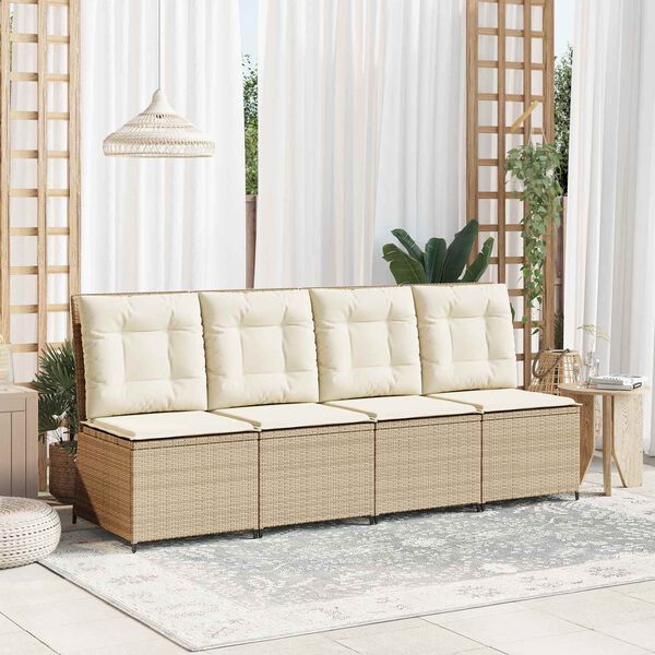 vidaXL Hagemøbelsofa med pute Beige Poly rattan