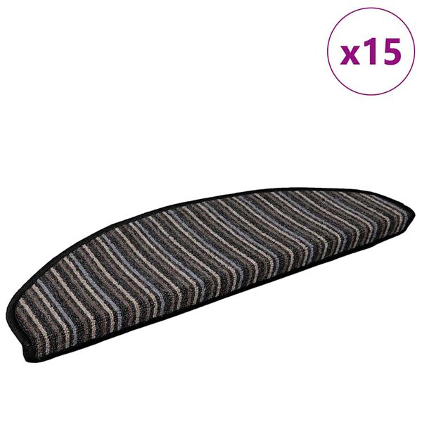 vidaXL Selvlimende trappematter 15 pcs Antrasitt 65 x 21 x 4 cm