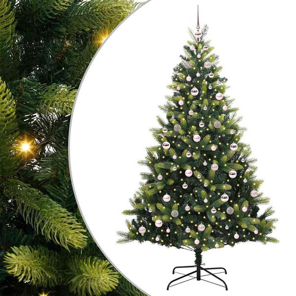 vidaXL Kunstig leddet juletre med 300 LED-lamper gr&oslash;nn 210 cm