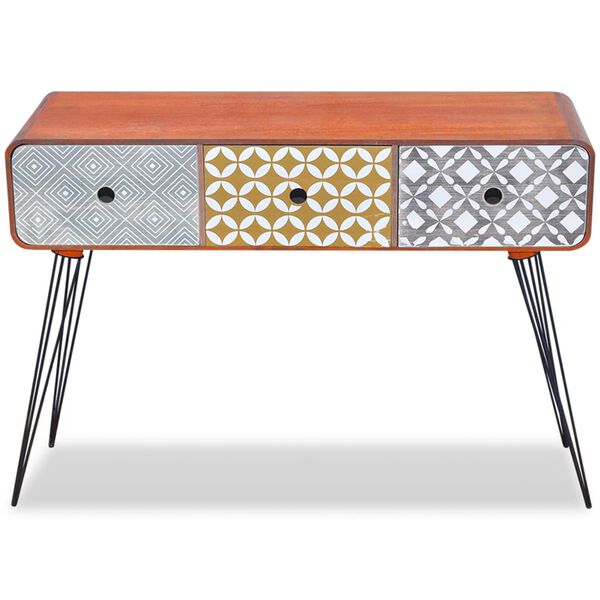 vidaXL Konsollbord med 3 skuffer brun