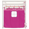 vidaXL Køyeseng med gardiner rose 90x190 cm heltre furu