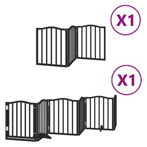 vidaXL Hundeport sammenleggbar 9 paneler svart 450 cm poppeltre