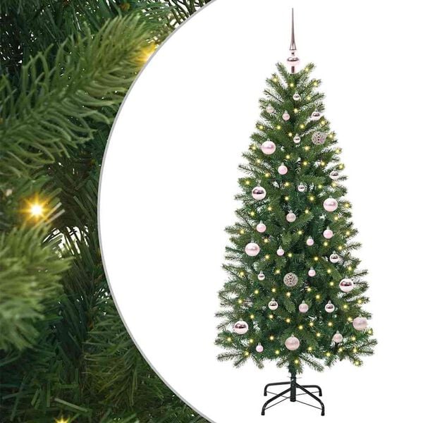 vidaXL Kunstig juletre med 150 LED med stativ gr&oslash;nn 150 cm PE og PVC
