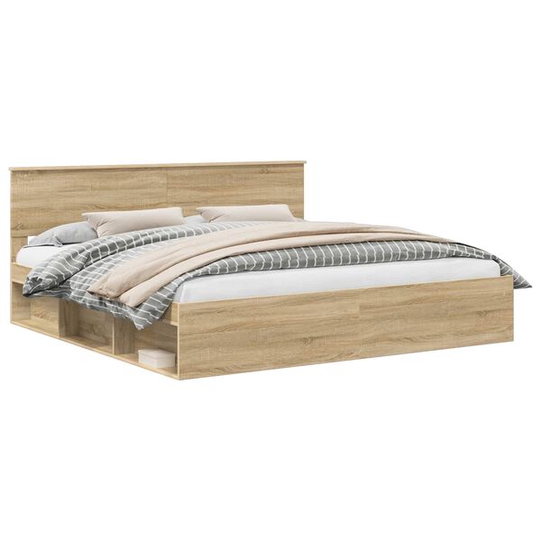 vidaXL Sengestamme med hodegjerde Sonoma 200 x 200 cm Massiv furu