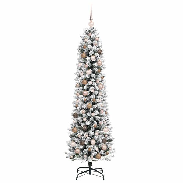 vidaXL Kunstig juletre med 300 LED Hvit 210 cm PVC og Metall og Plast