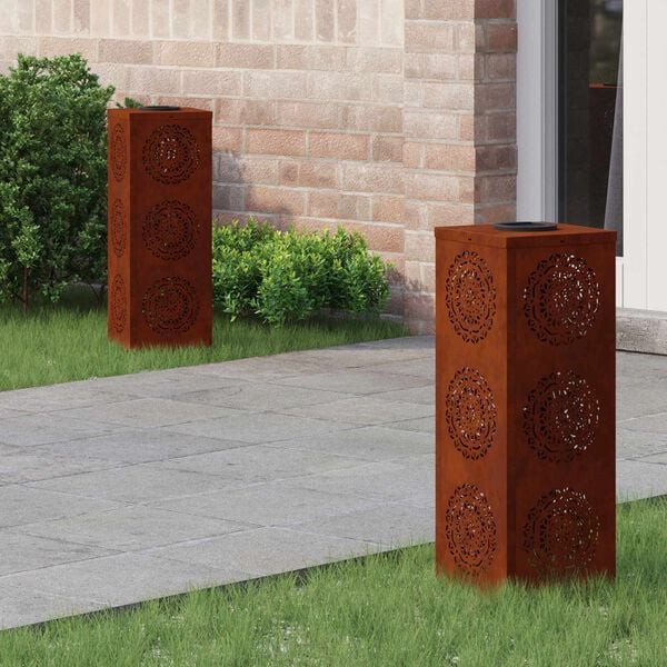 vidaXL Solenergi LED stibelys 2 pcs Corten St&aring;l Corten St&aring;l