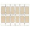 vidaXL Romdeler 6 paneler kremhvit 210x165 cm stoff