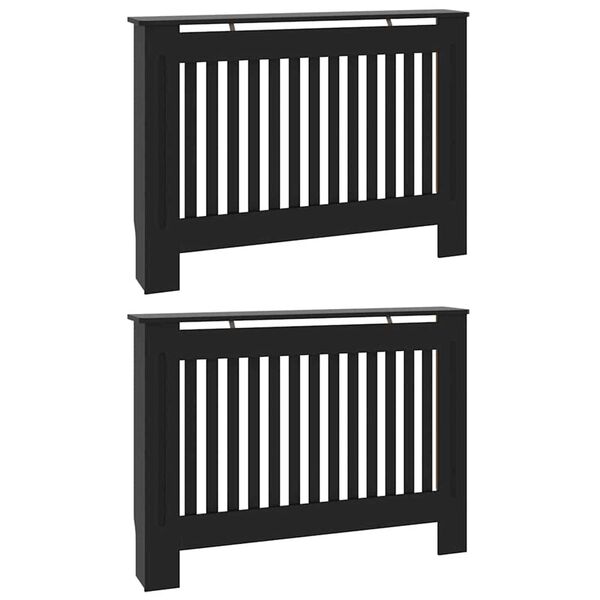 vidaXL Radiator Deksel 2 pcs Svart 112 x 19 x 81,5cm Konstruert tre