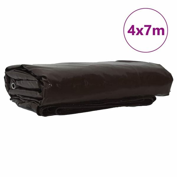 vidaXL Presenning 650g / m&sup2; Brun 4 x 7 m Lerret med PVC-belegg
