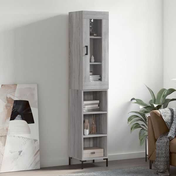 vidaXL Highboard gr&aring; sonoma 34,5x34x180 cm konstruert tre