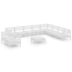 vidaXL Hagesofagruppe 11 deler hvit heltre furu