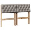 vidaXL Polstret sengegavl Gråbrun 120 cm Massiv furu