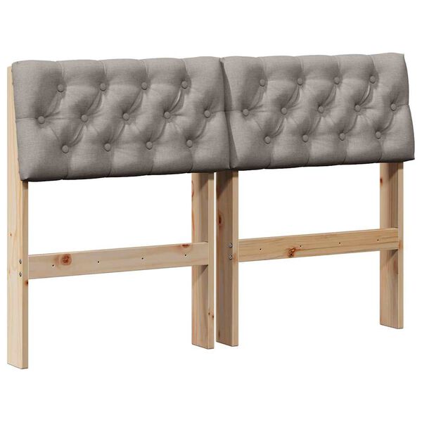 vidaXL Polstret sengegavl Gråbrun 120 cm Massiv furu
